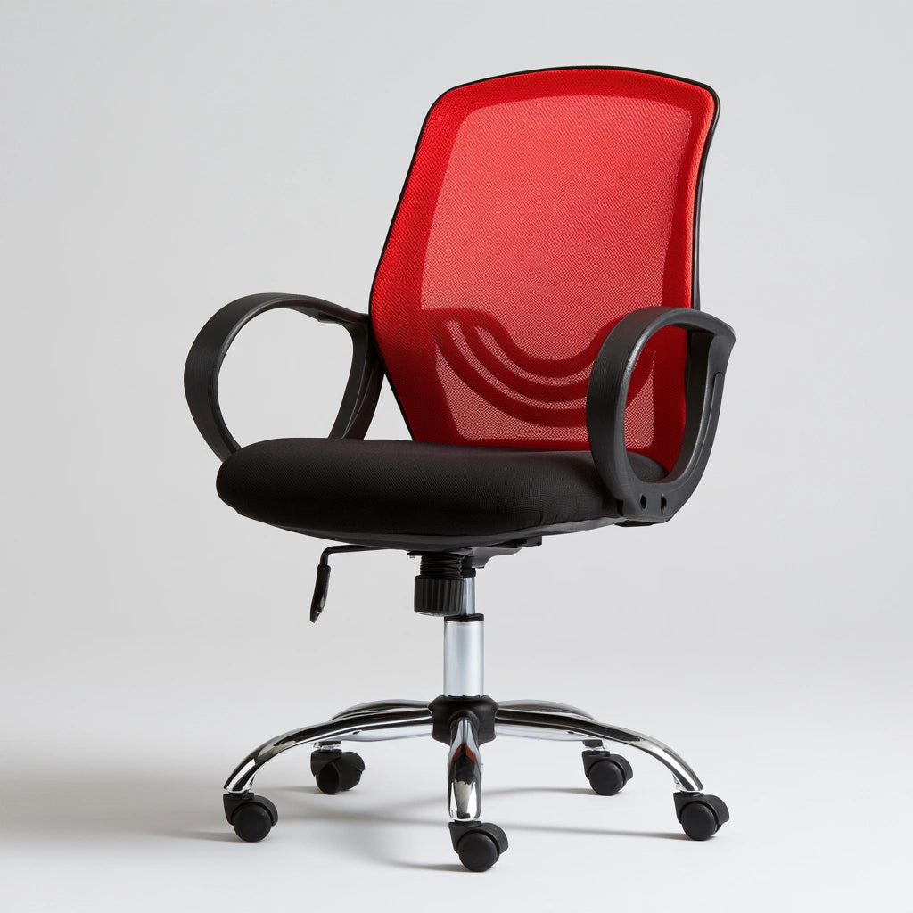 Ergonomiczny fotel biurowy, z oddychającej siatki, kolor: czerwony