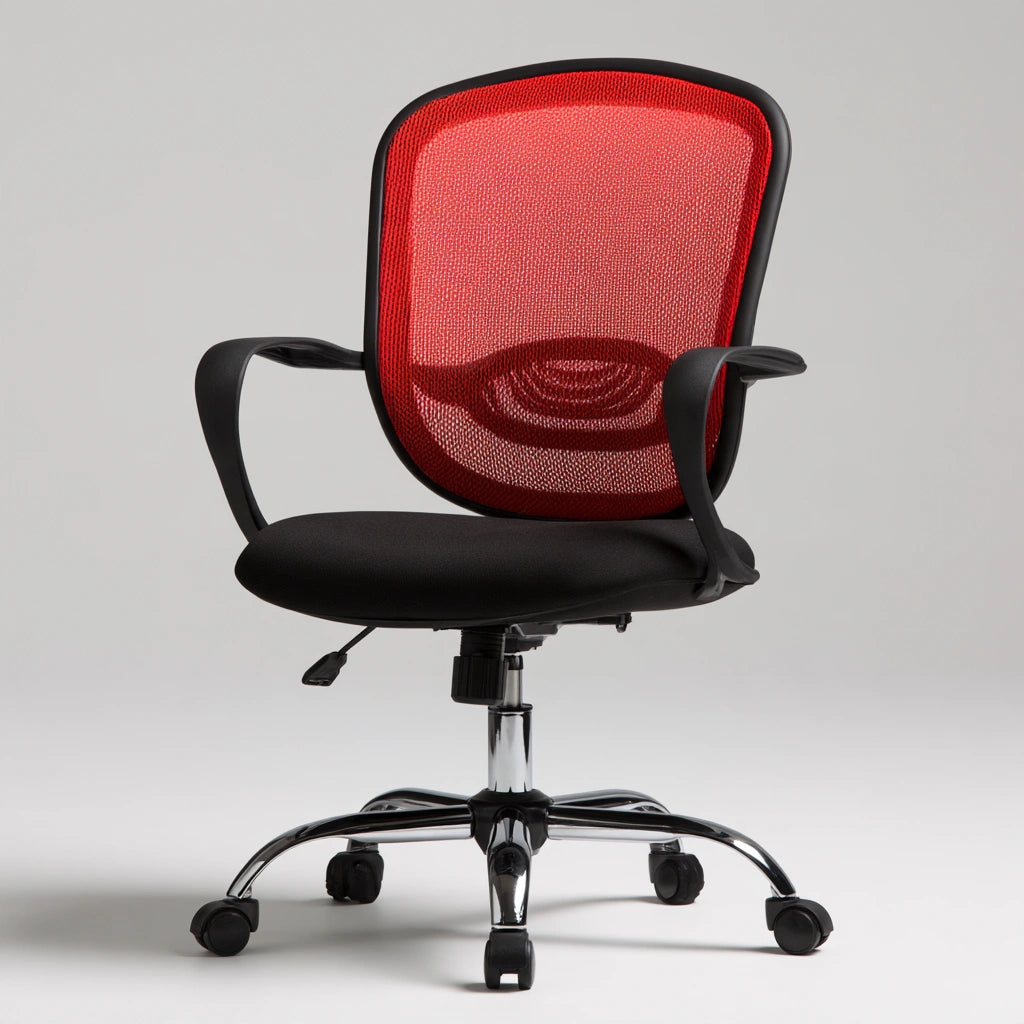 Ergonomiczny fotel biurowy, z oddychającej siatki, kolor: czerwony